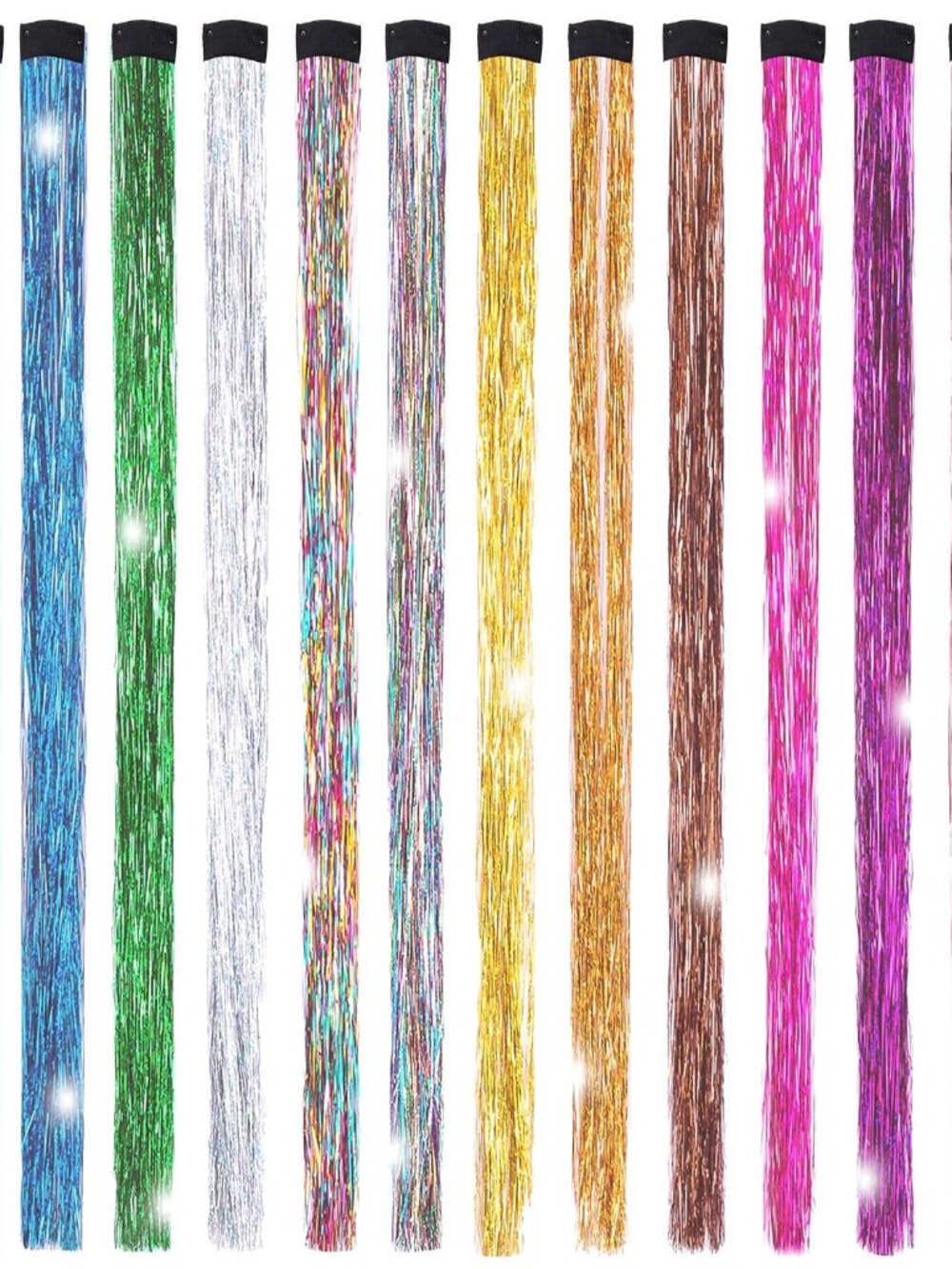 Hair Tinsel Clip In Extensions, 12 Colors 19.7 Inch Fairy Hair